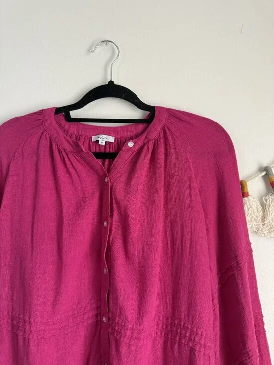 Rails Frances Radiance Linen Blend Button Front Lightweight Top Coastal Beachy - Picture 5 of 8